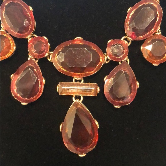 C Wonder Red Orange Stone Statement Necklace - Picture 2 of 3